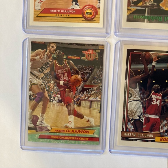 Lot of 9 90s Hakeem Olajuwon NBA Basketball Trading Cards Houston Rockets Akeem - Picture 4 of 16